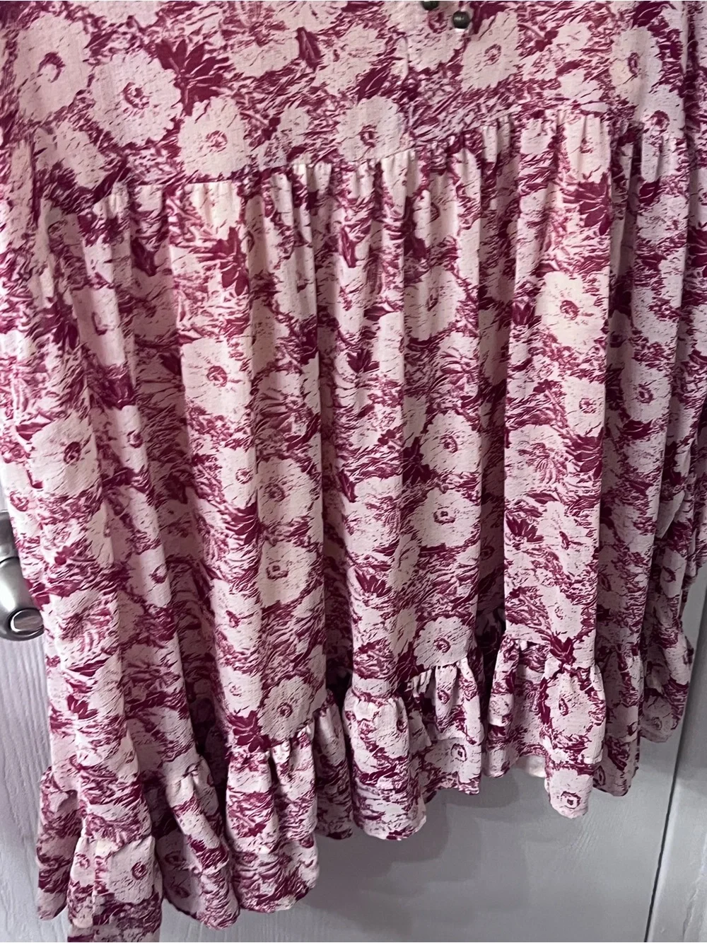Free People Floral Pleated Long-Sleeve Dress - Pink & Cream